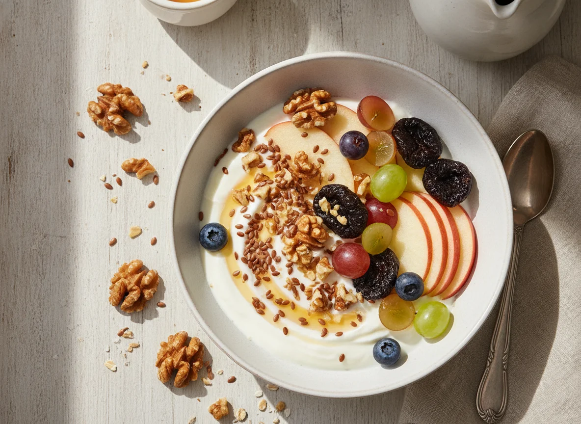 Müsli mit Joghurt, Nüssen und Früchten photo