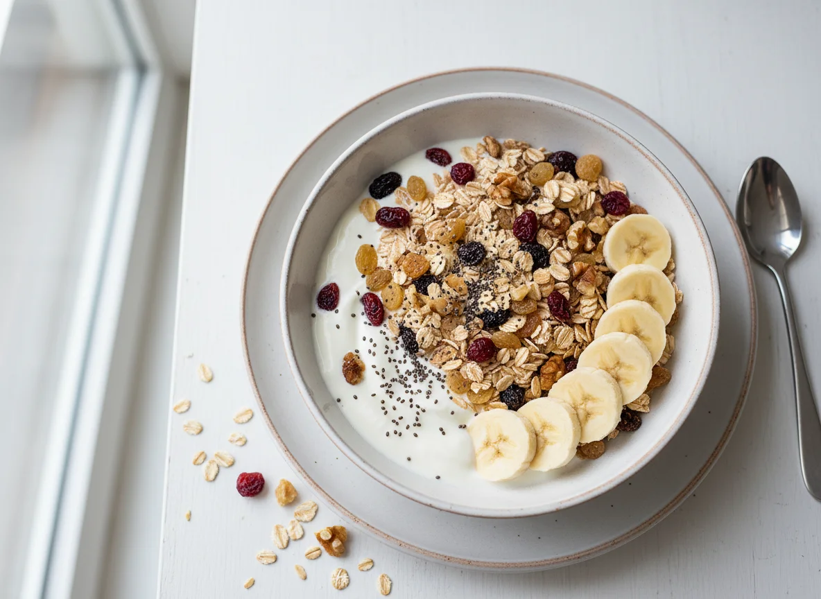 Müsli mit Joghurt und Banane photo