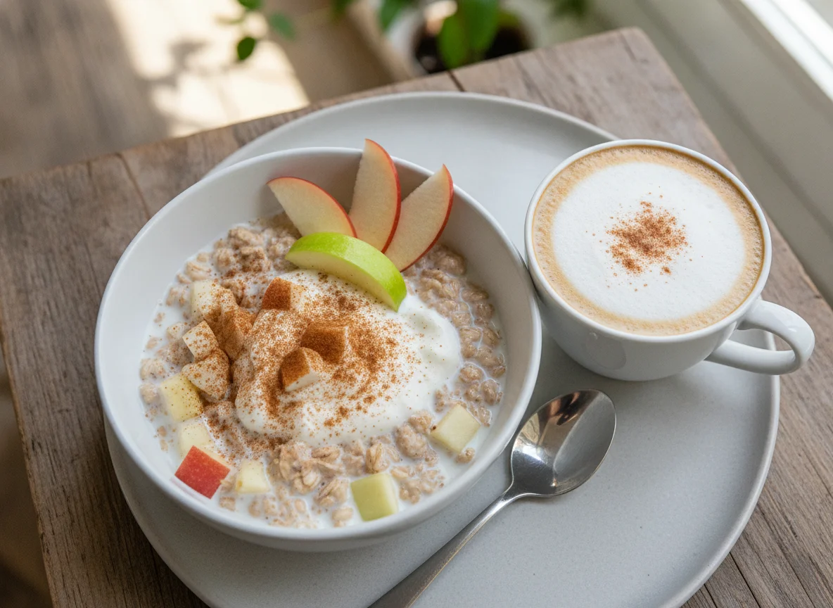 Müsli mit Joghurt und Cappuccino photo