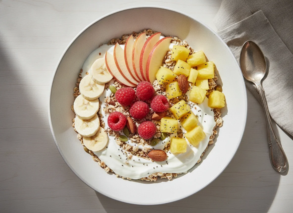 Müsli mit Joghurt und frischen Früchten photo