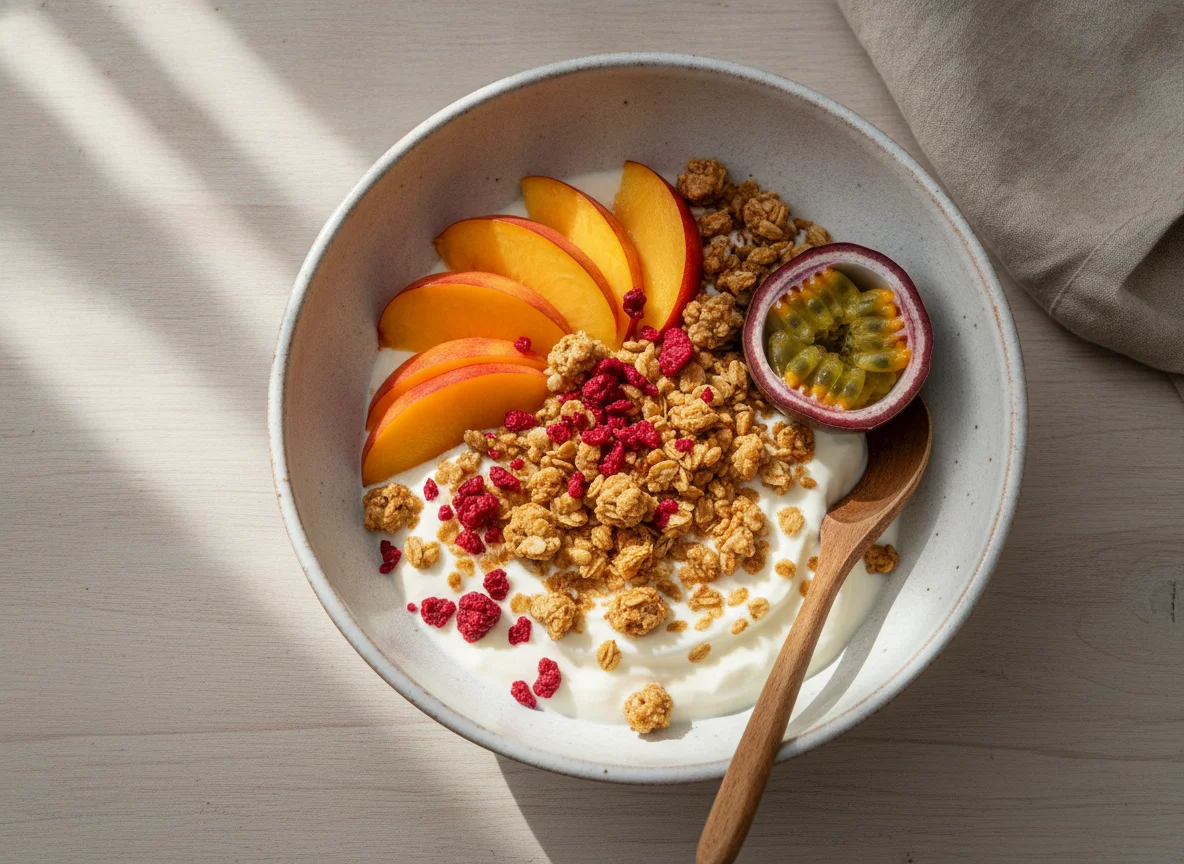 Müsli mit Joghurt und Nektarinen photo