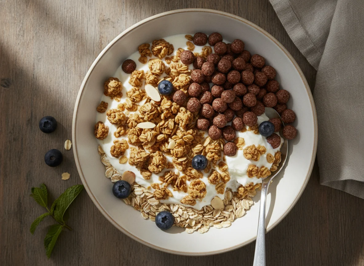 Müsli mit Joghurt und Schokopuffs photo