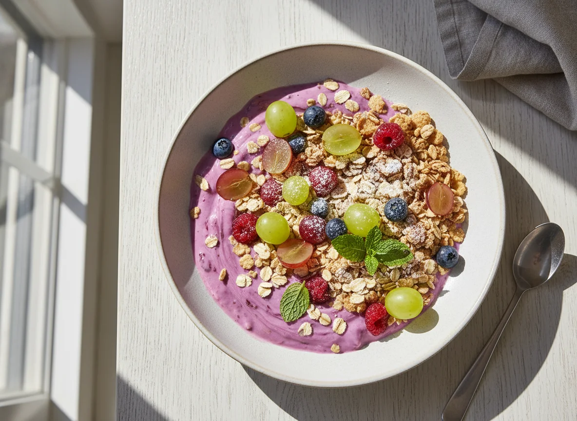Müsli mit Joghurt und Trauben photo