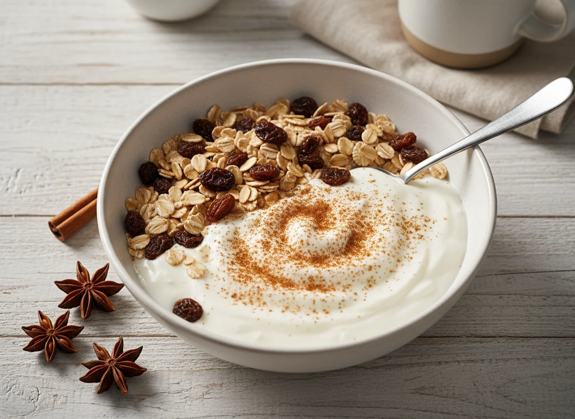 Müsli mit Joghurt und Zimt photo