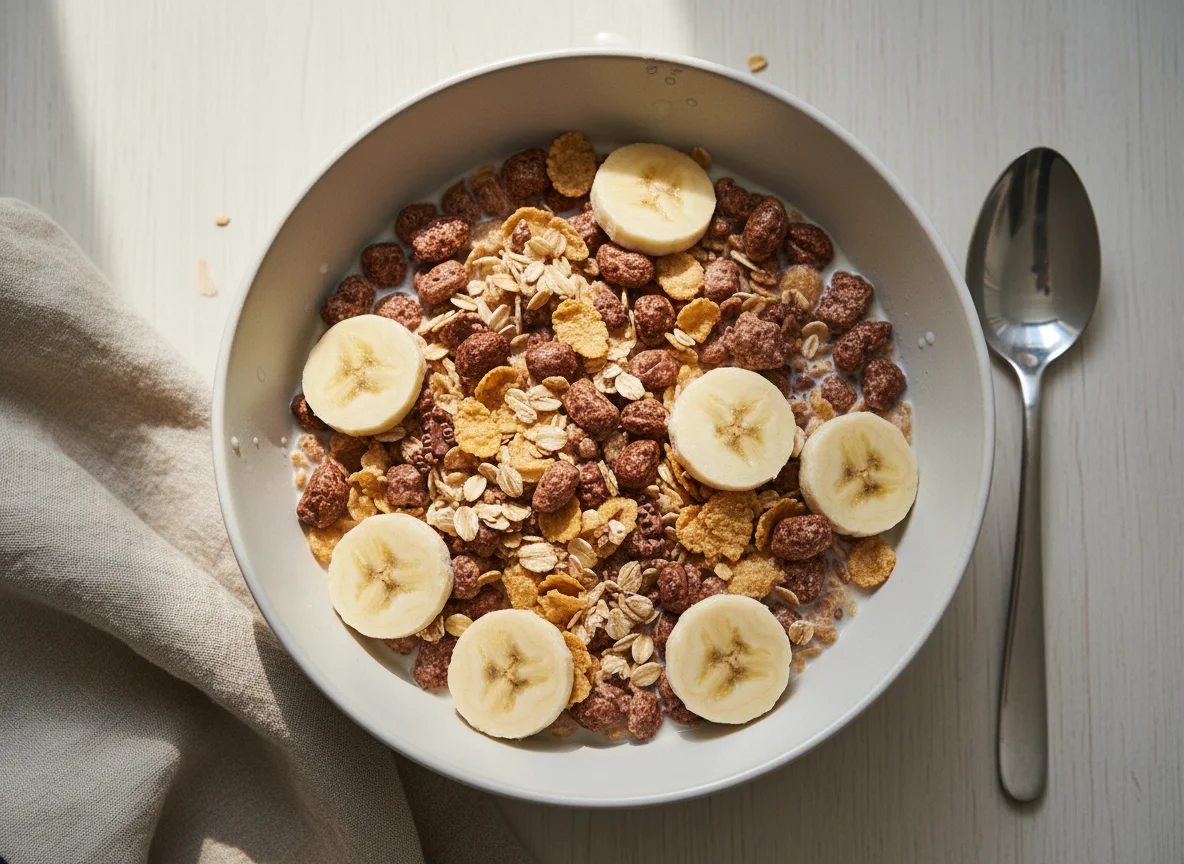 Müsli mit Milch und Banane photo