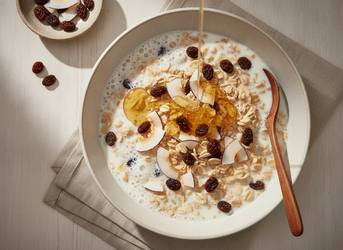 Müsli mit Milch und Honig photo