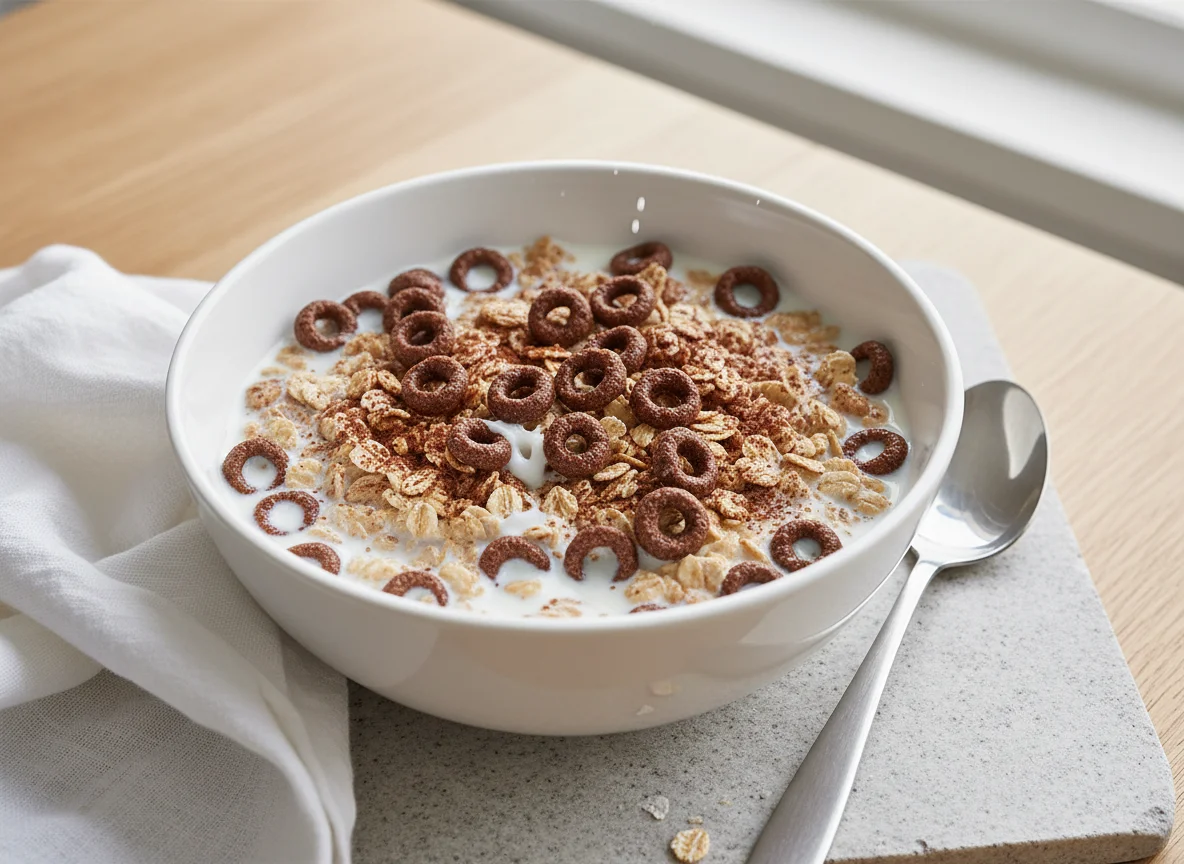 Müsli mit Milch und Schoko-Cerealien photo