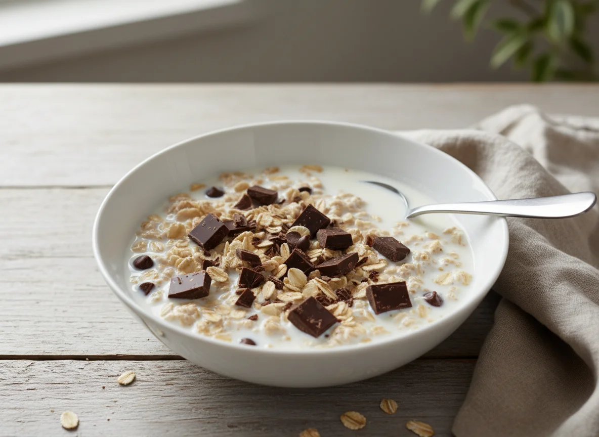 Müsli mit Milch und Schokoladenstückchen photo