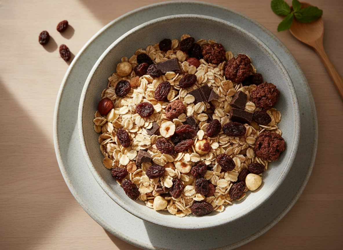 Müsli mit Nüssen und Rosinen photo