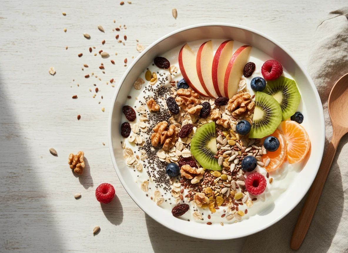 Müsli mit Obst und Samen photo