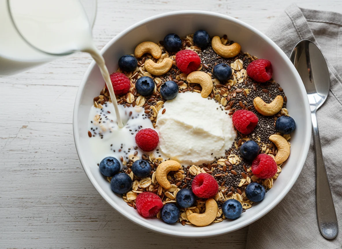 Müsli mit Quark und Beeren photo