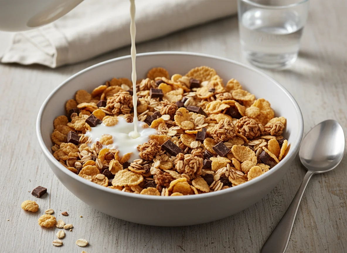 Müsli mit Schokolade und Cornflakes photo
