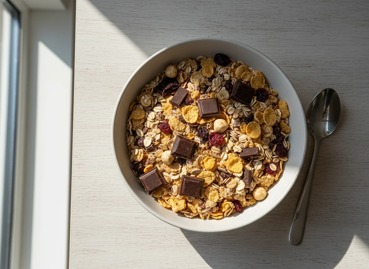 Müsli mit Schokolade und Haferflocken photo