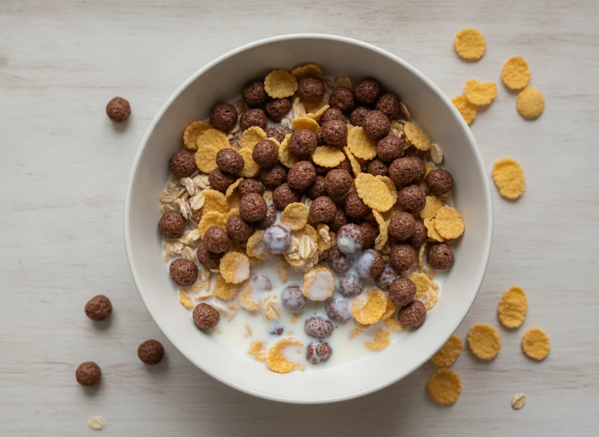 Müsli mit Schokopuffs und Cornflakes photo