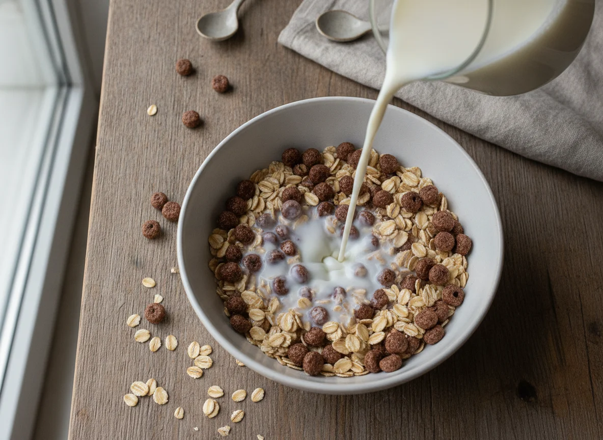 Müsli mit Schokopuffs und Haferflocken photo