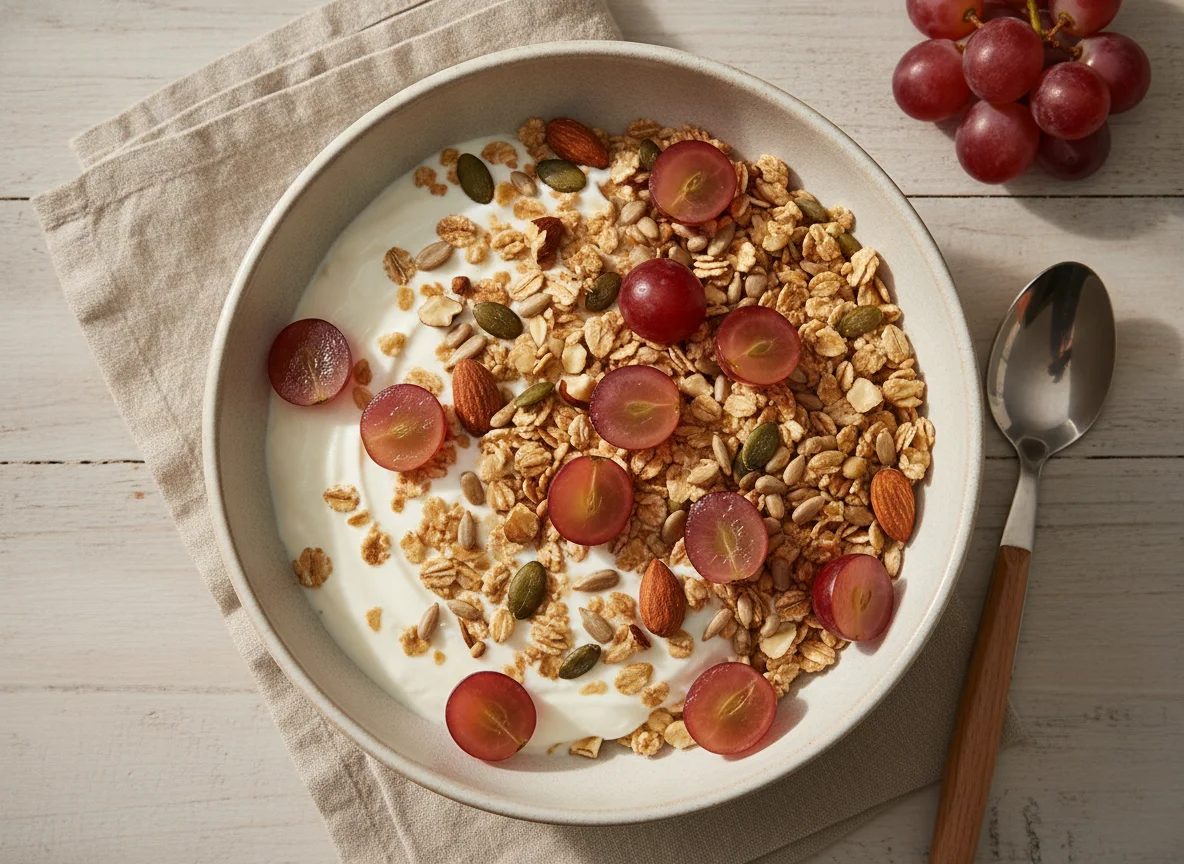 Müsli mit Weintrauben und Joghurt photo