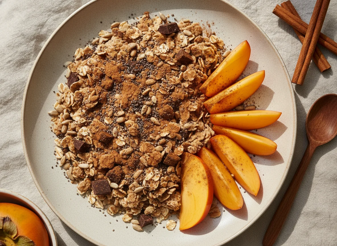 Müsli mit Zimt und Kaki photo