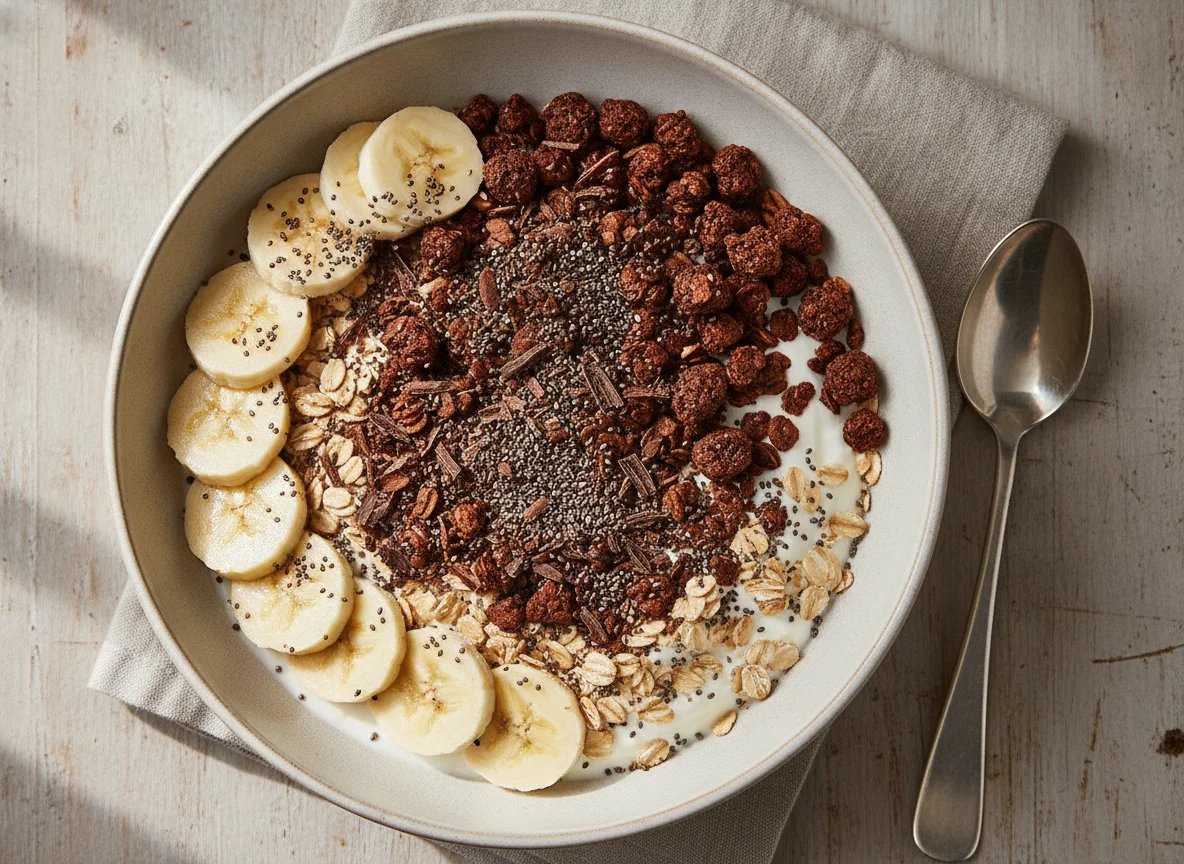 Müsli Schüssel mit Banane und Chiasamen photo