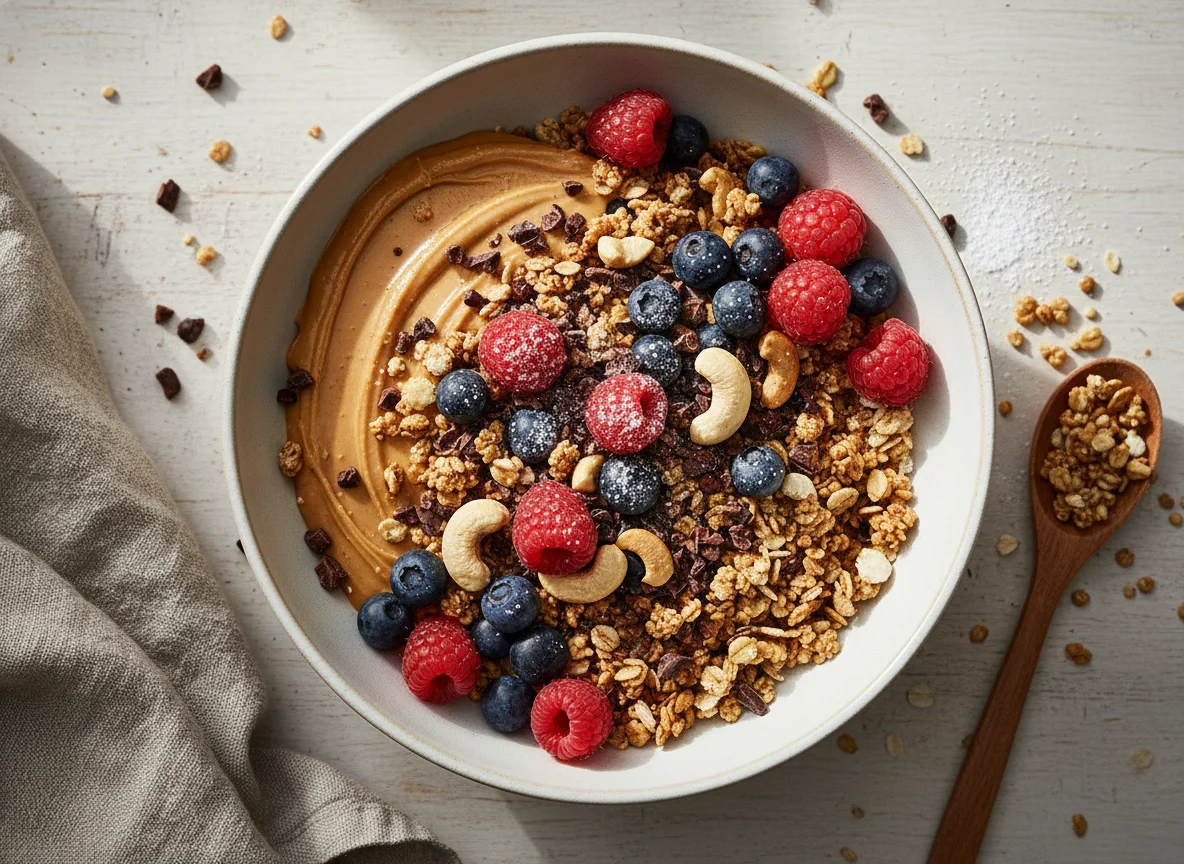 Müsli-Bowl mit Beeren und Nüssen photo