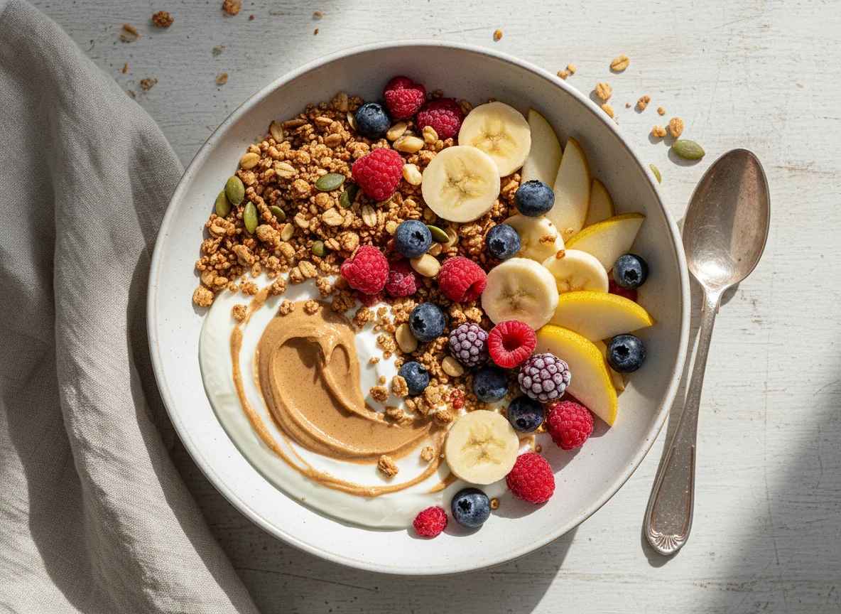 Müsli-Bowl mit Früchten und Nüssen photo