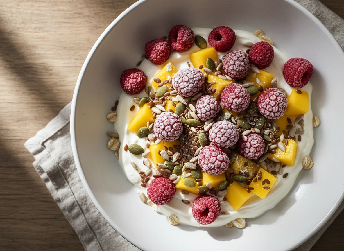 Müsli-Bowl mit Früchten und Samen photo