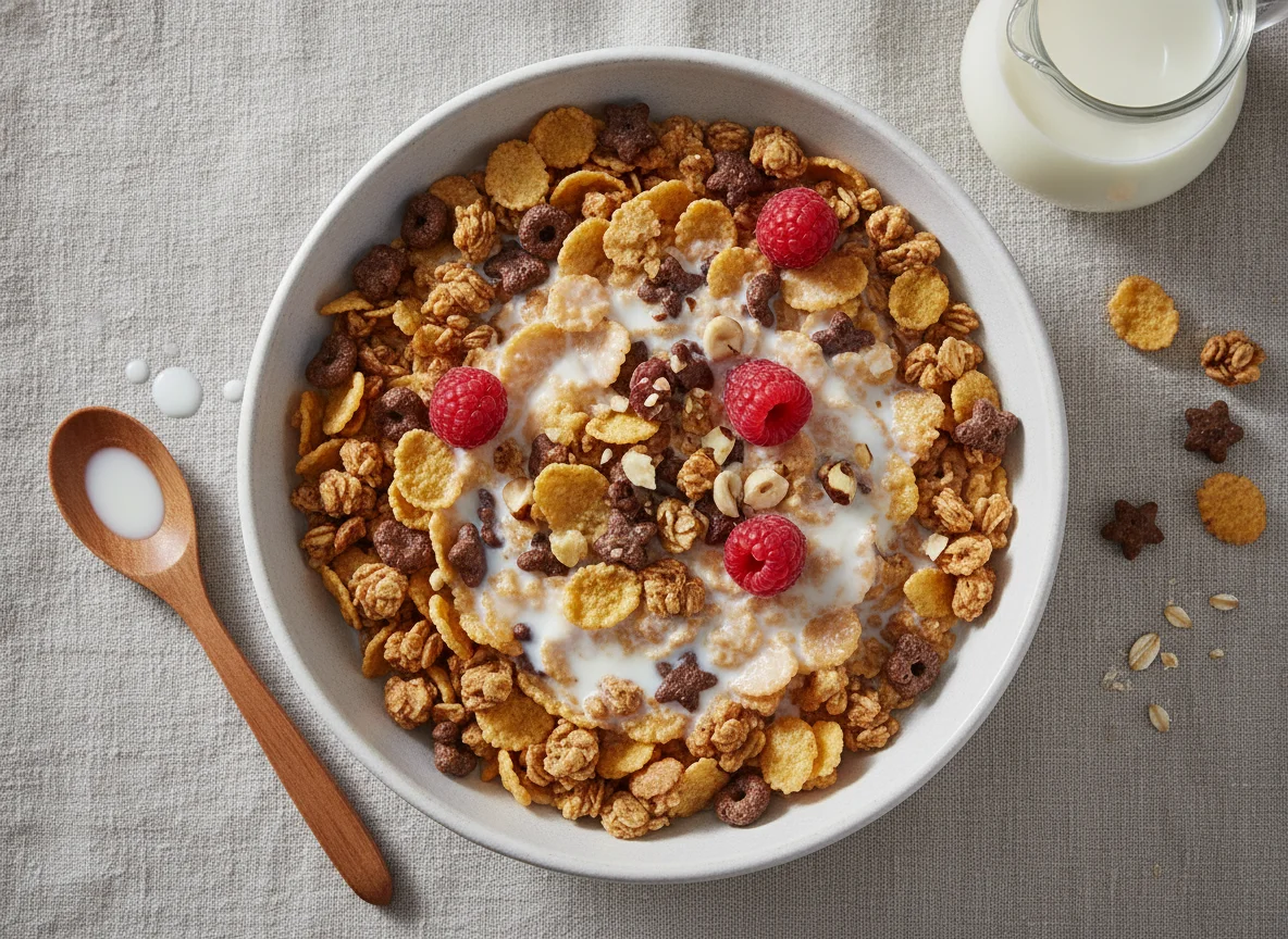 Müslimischung mit Milch photo