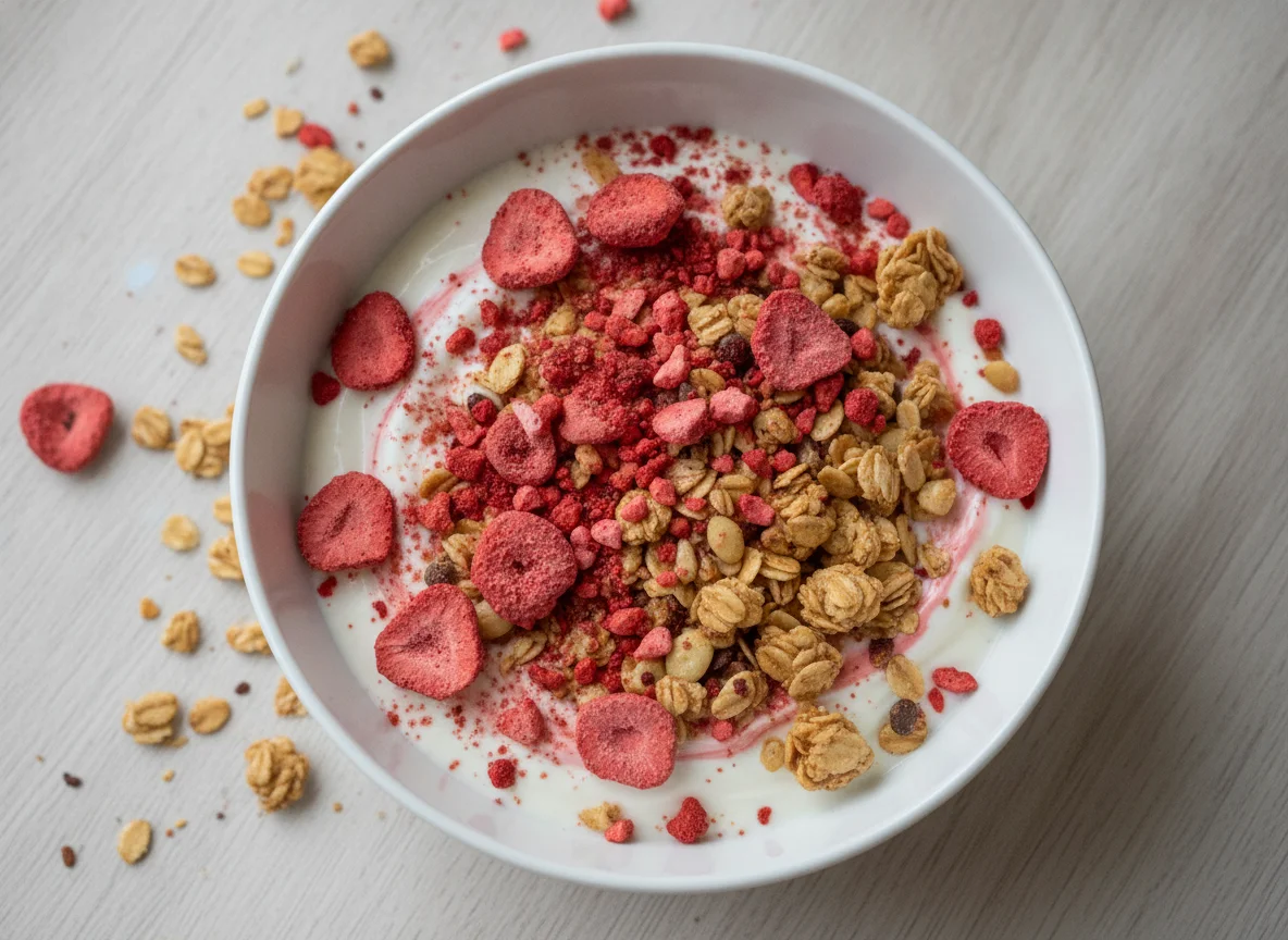 Naturjoghurt mit Erdbeeren und Müsli photo