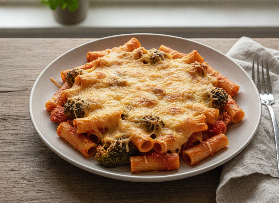 Nudelauflauf mit Brokkoli und Tomatensauce photo