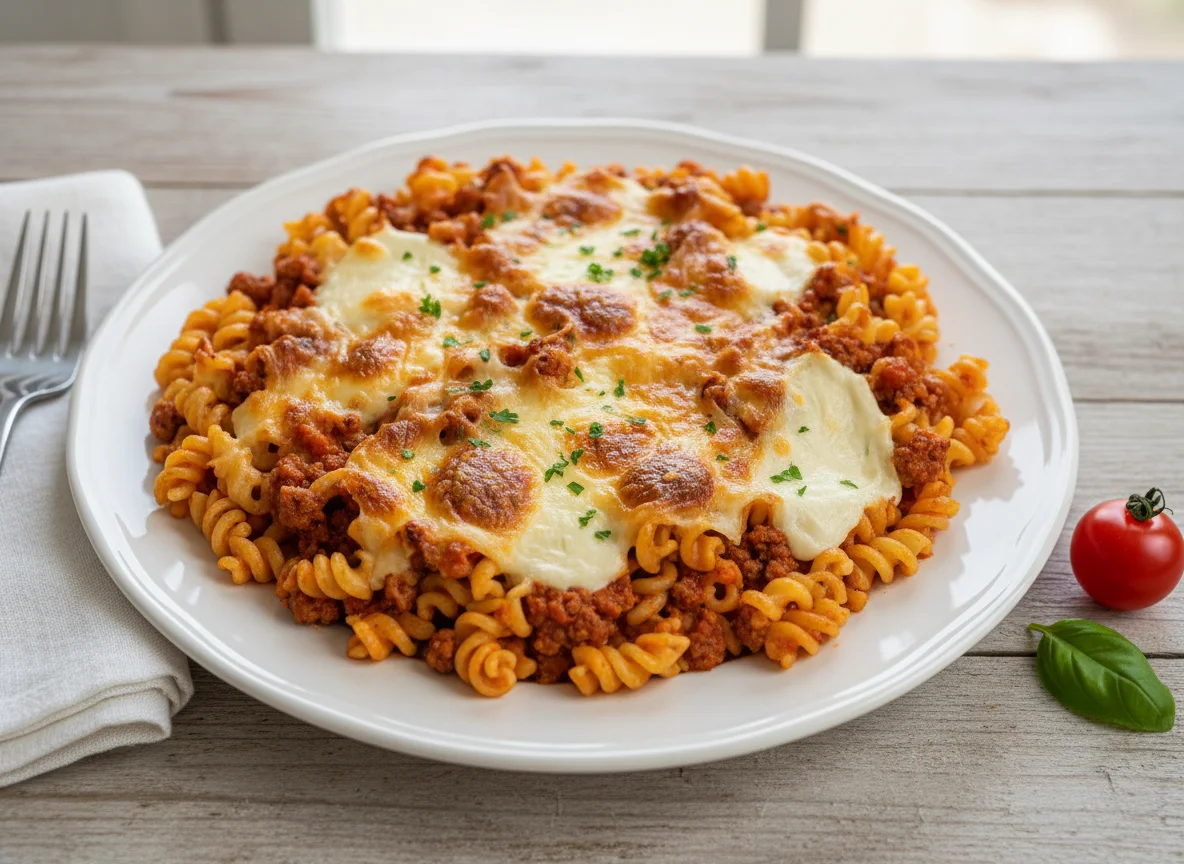 Nudelauflauf mit Käse überbacken photo