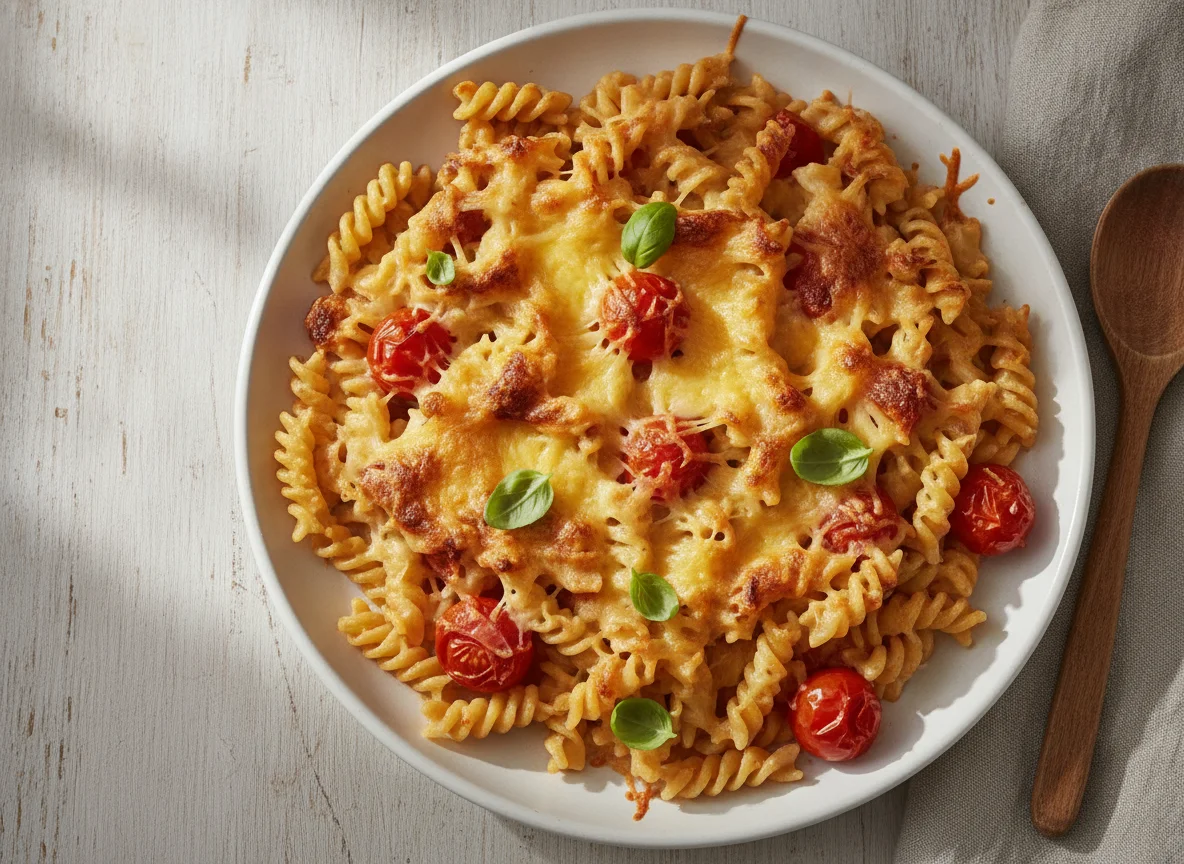 Nudelauflauf mit Käse und Tomaten photo