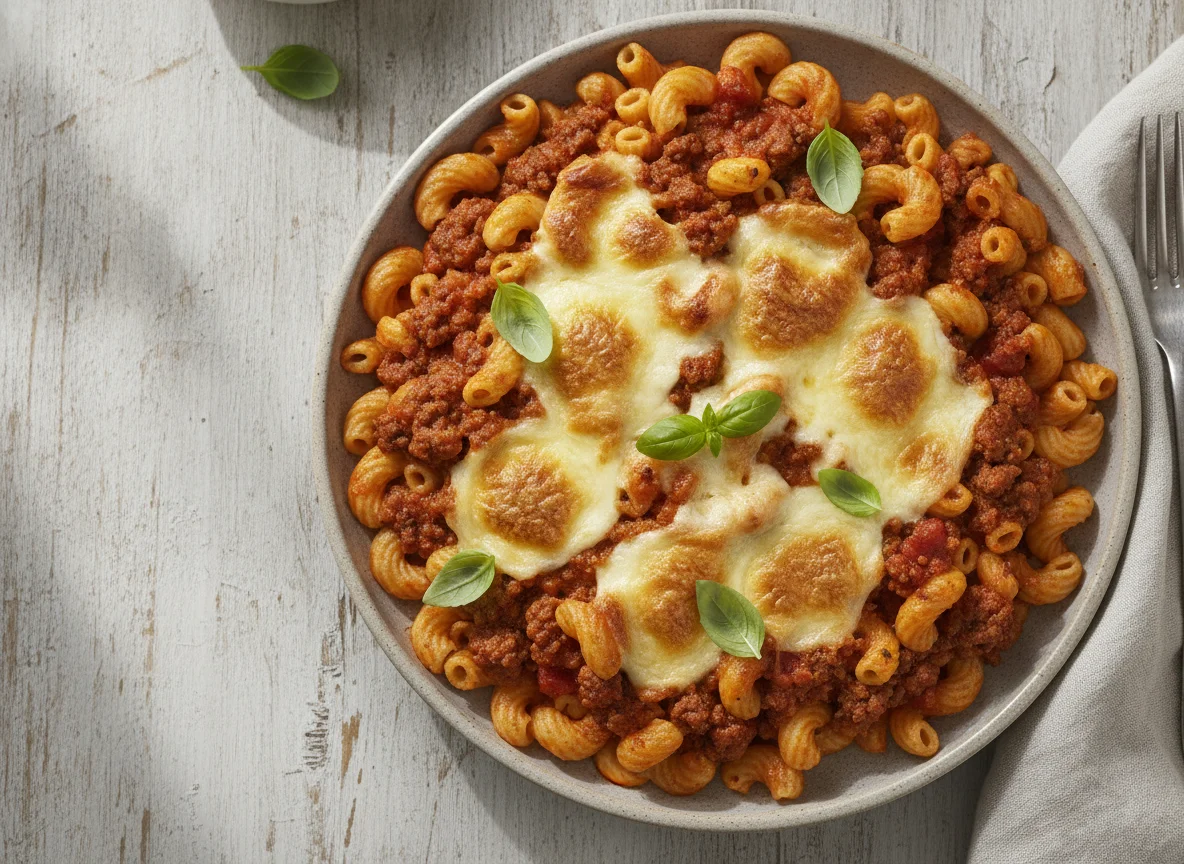 Nudelauflauf mit Mozzarella photo