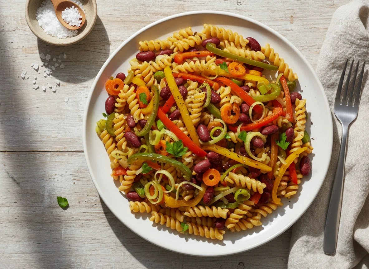 Nudel-Bohnen-Gemüsepfanne photo