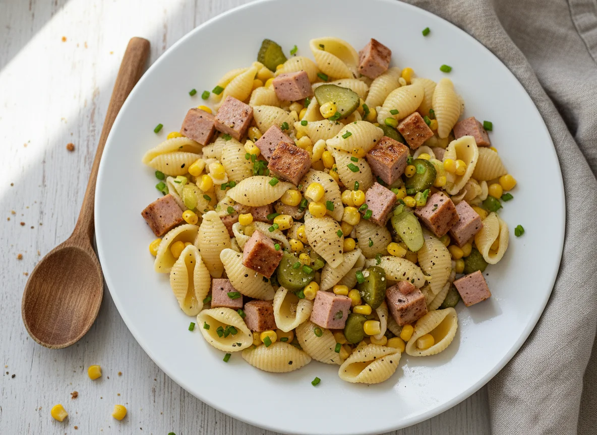 Nudel-Fleisch-Salat mit Putenfleisch photo