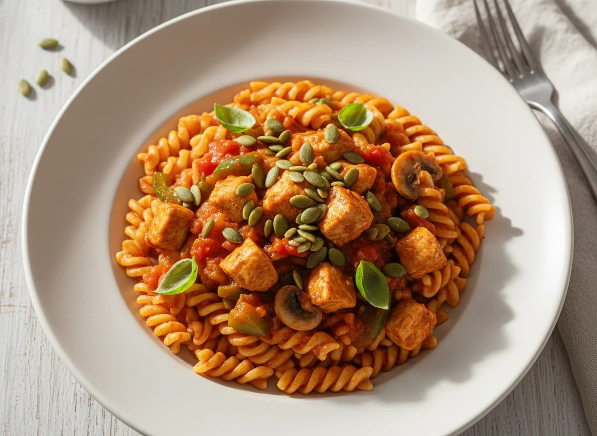 Nudelgericht mit Tomaten-Gemüse-Sauce photo