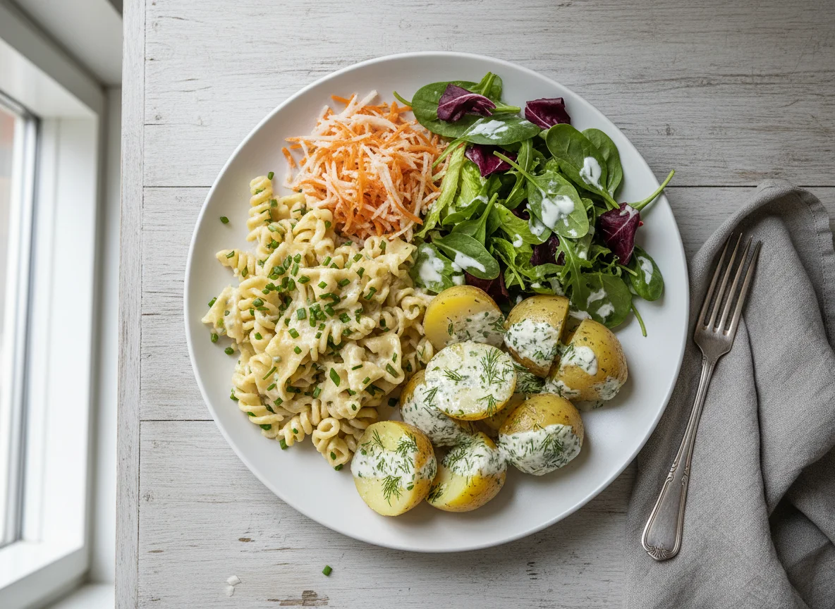 Nudel-Kartoffel-Salat-Teller photo