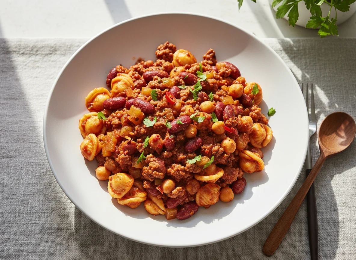 Nudeln mit Chili-Bohnen-Sauce photo