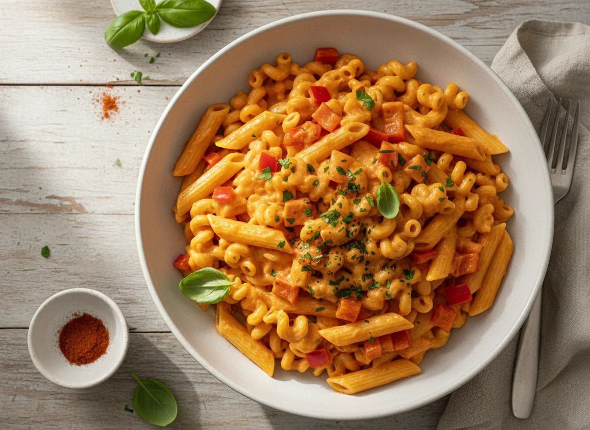 Nudeln mit cremiger Paprika-Sauce photo