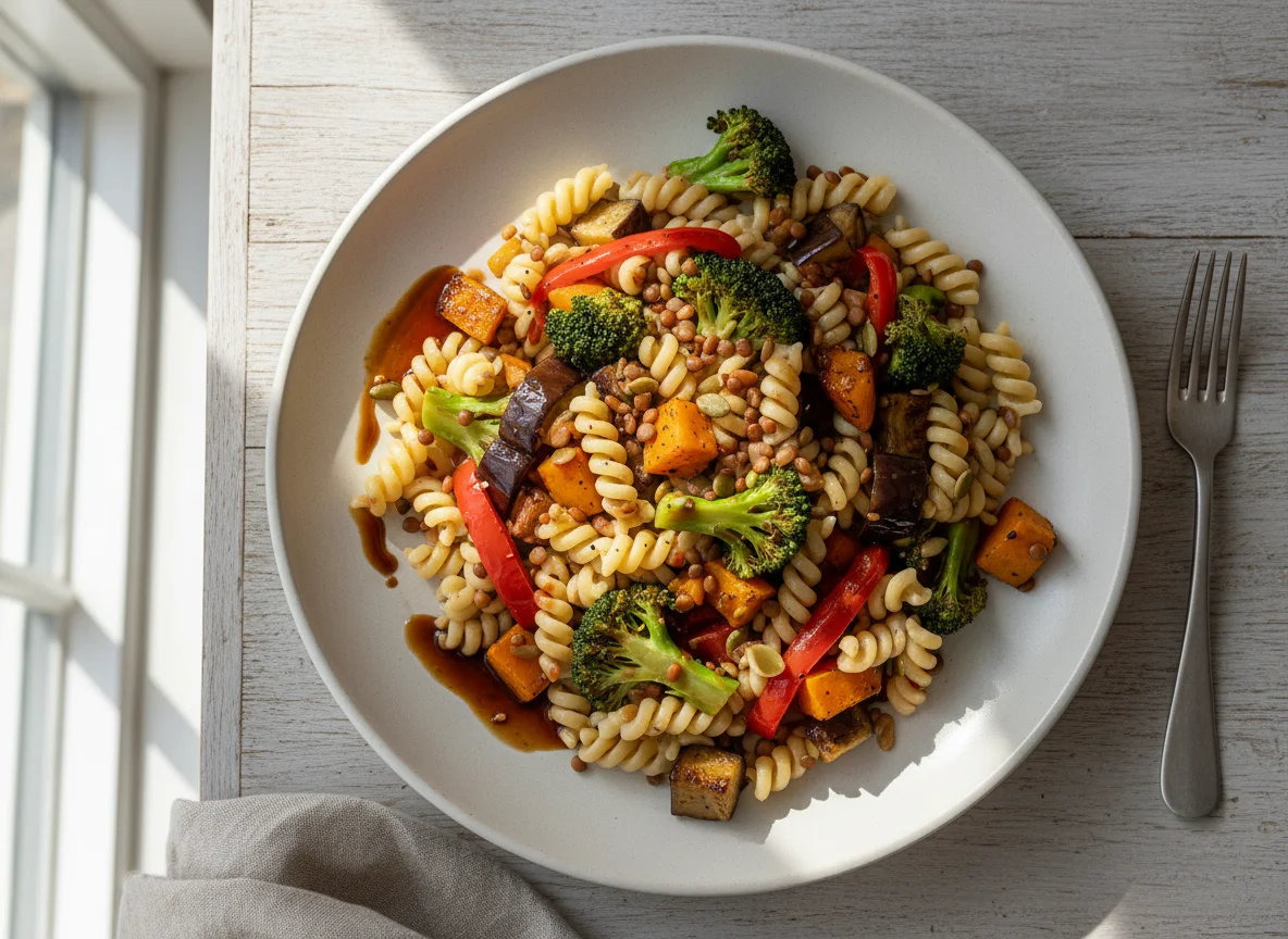 Nudeln mit Gemüsepfanne photo