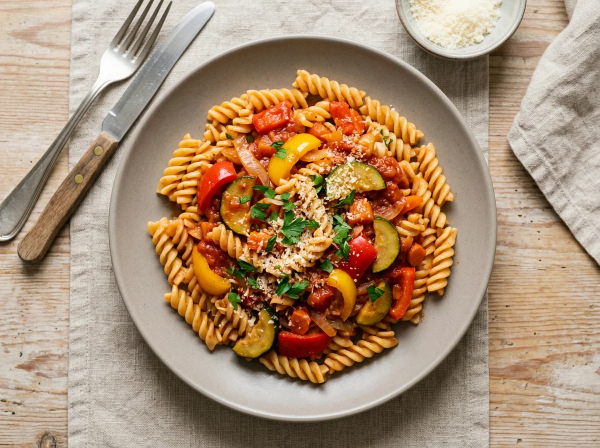 Nudeln mit Gemüsesauce photo