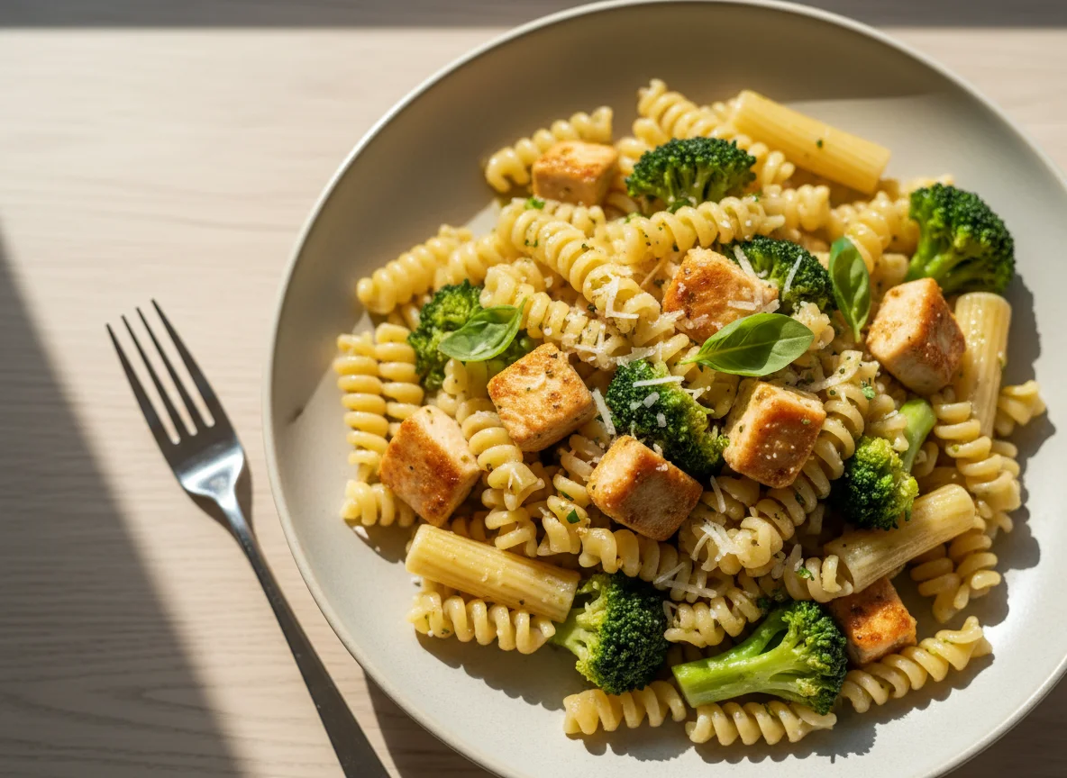 Nudeln mit Hähnchen und Brokkoli photo