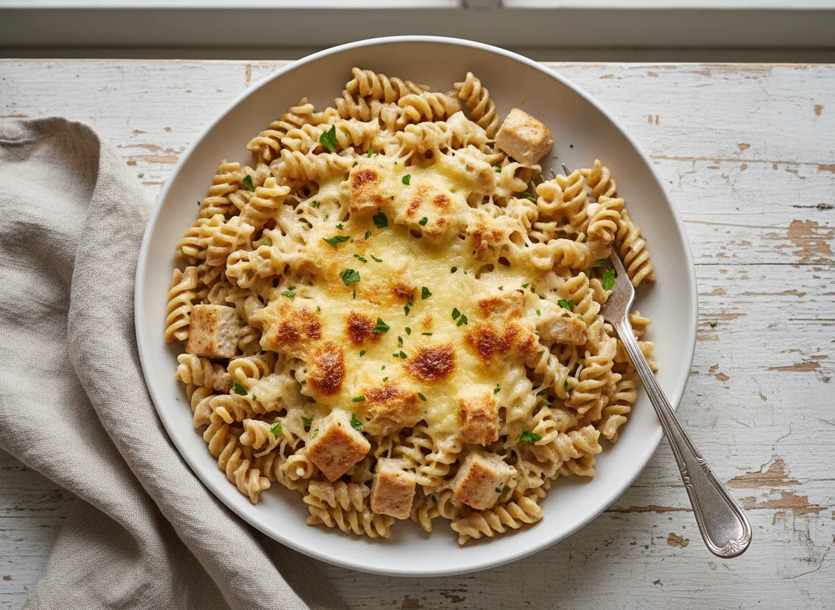 Nudeln mit Hähnchen und Käse photo