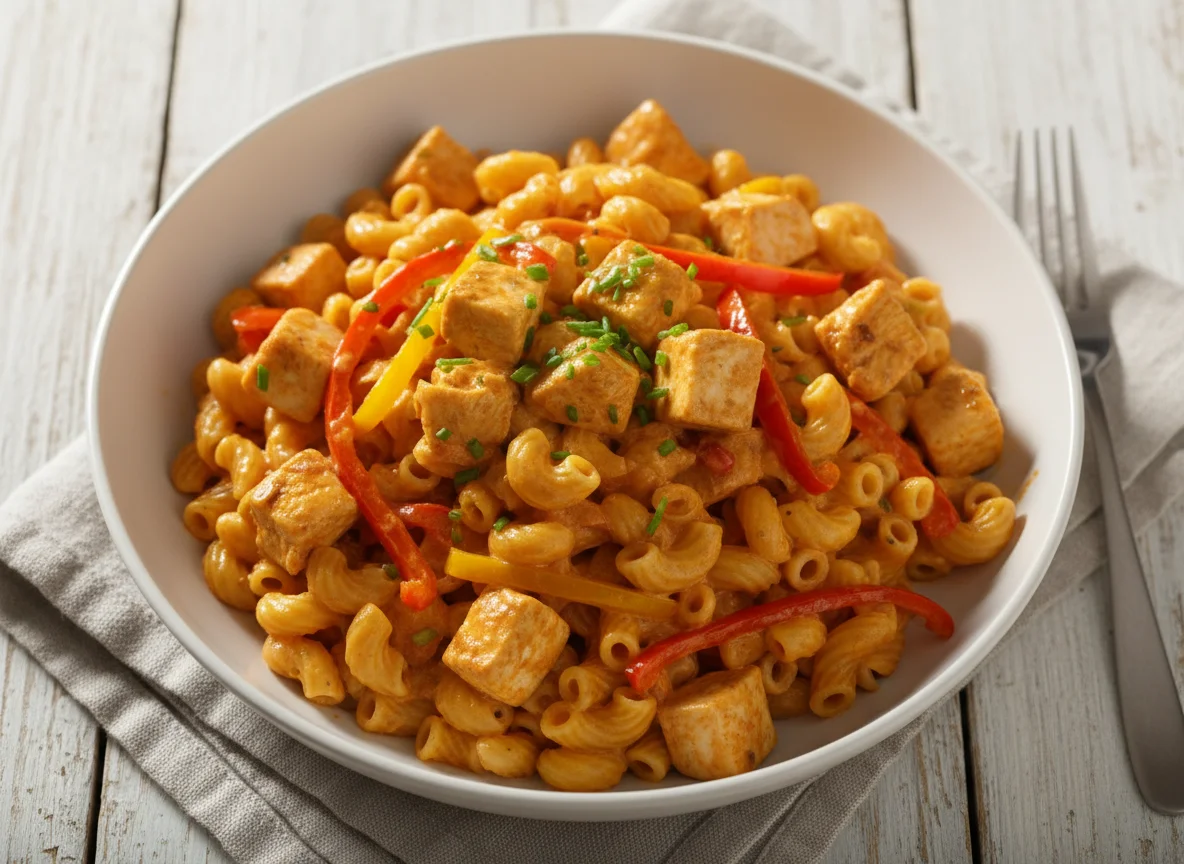 Nudeln mit Hähnchen-Paprika-Sahnesauce photo