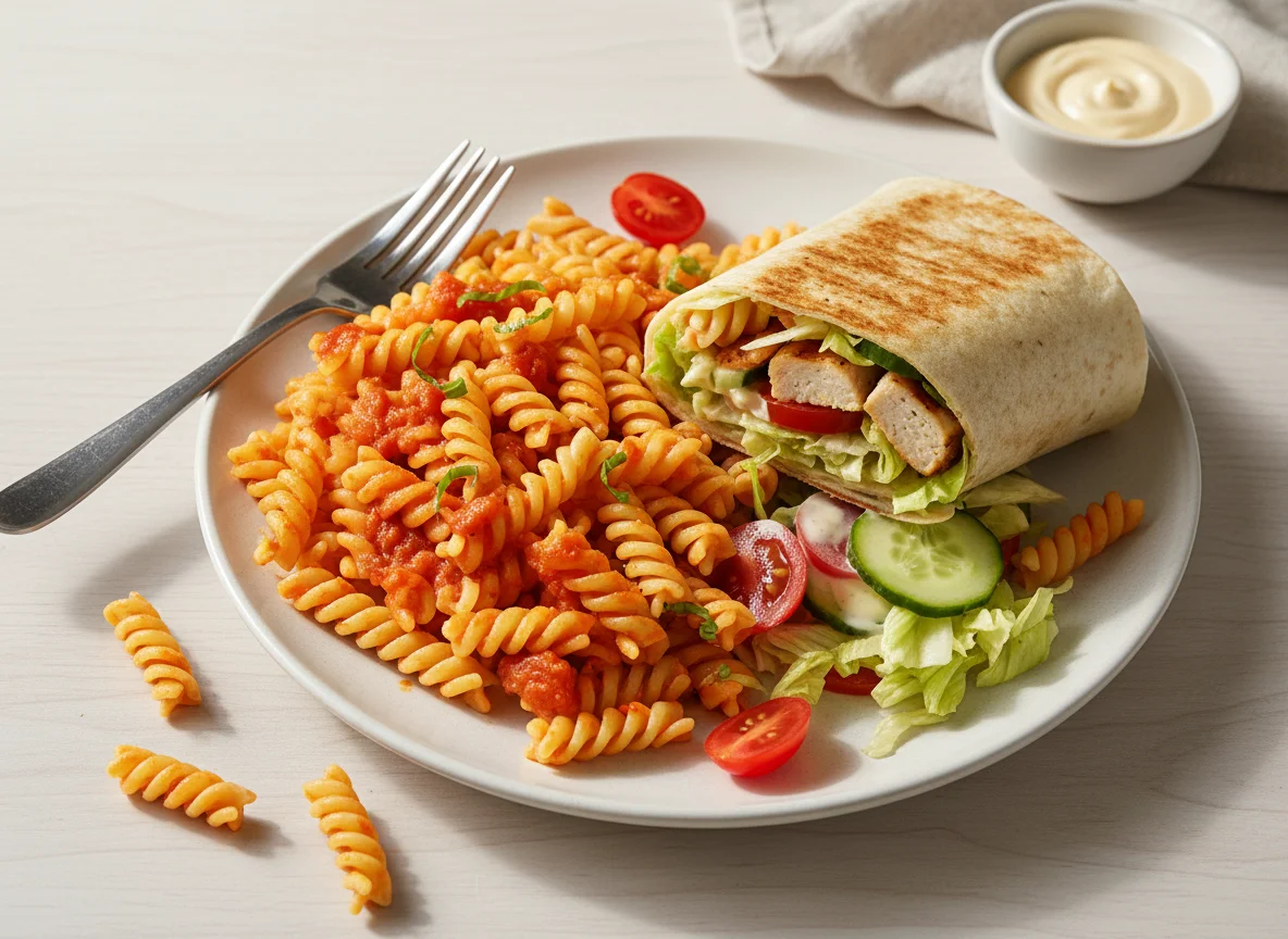 Nudeln mit Hähnchen-Wrap photo