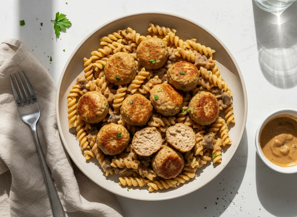 Nudeln mit Köttbullar photo