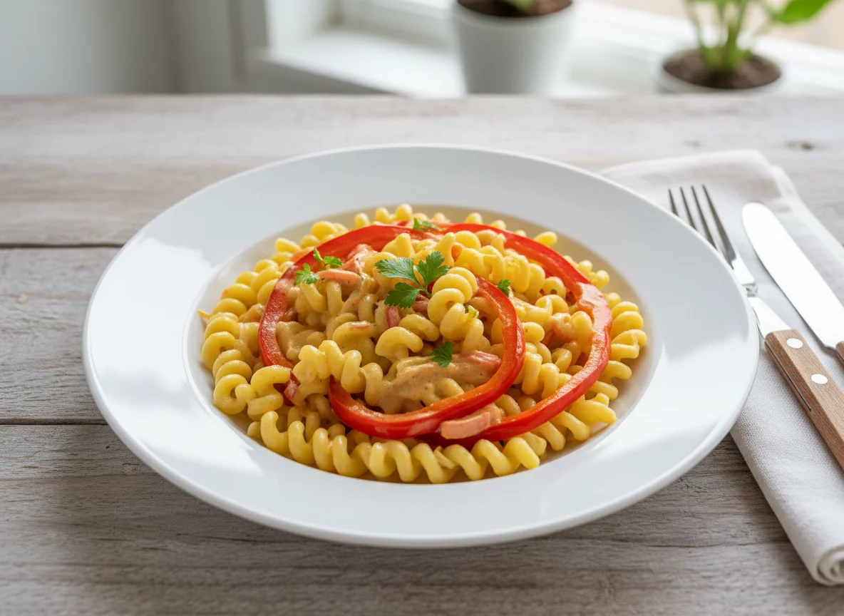 Nudeln mit Paprika und Sahnesauce photo