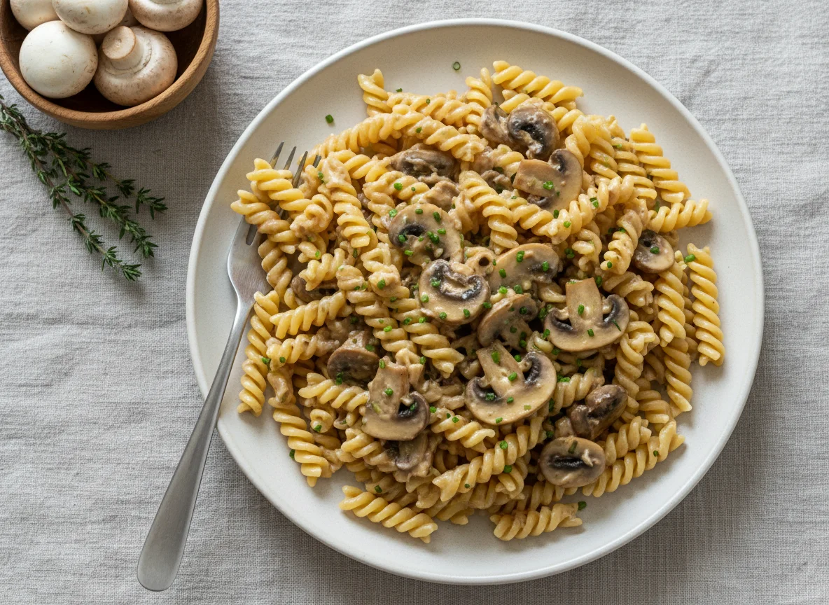 Nudeln mit Pilzrahmsoße photo