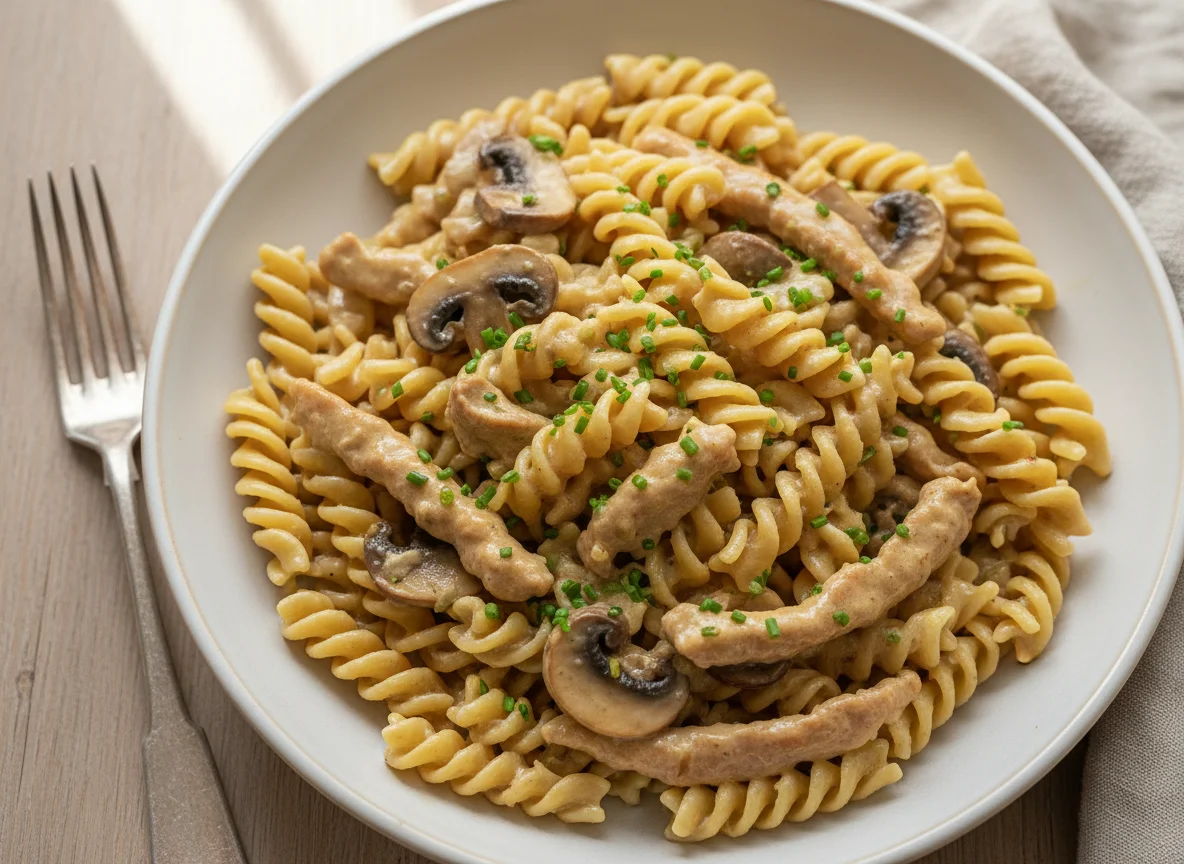 Nudeln mit Rahmgeschnetzeltem photo