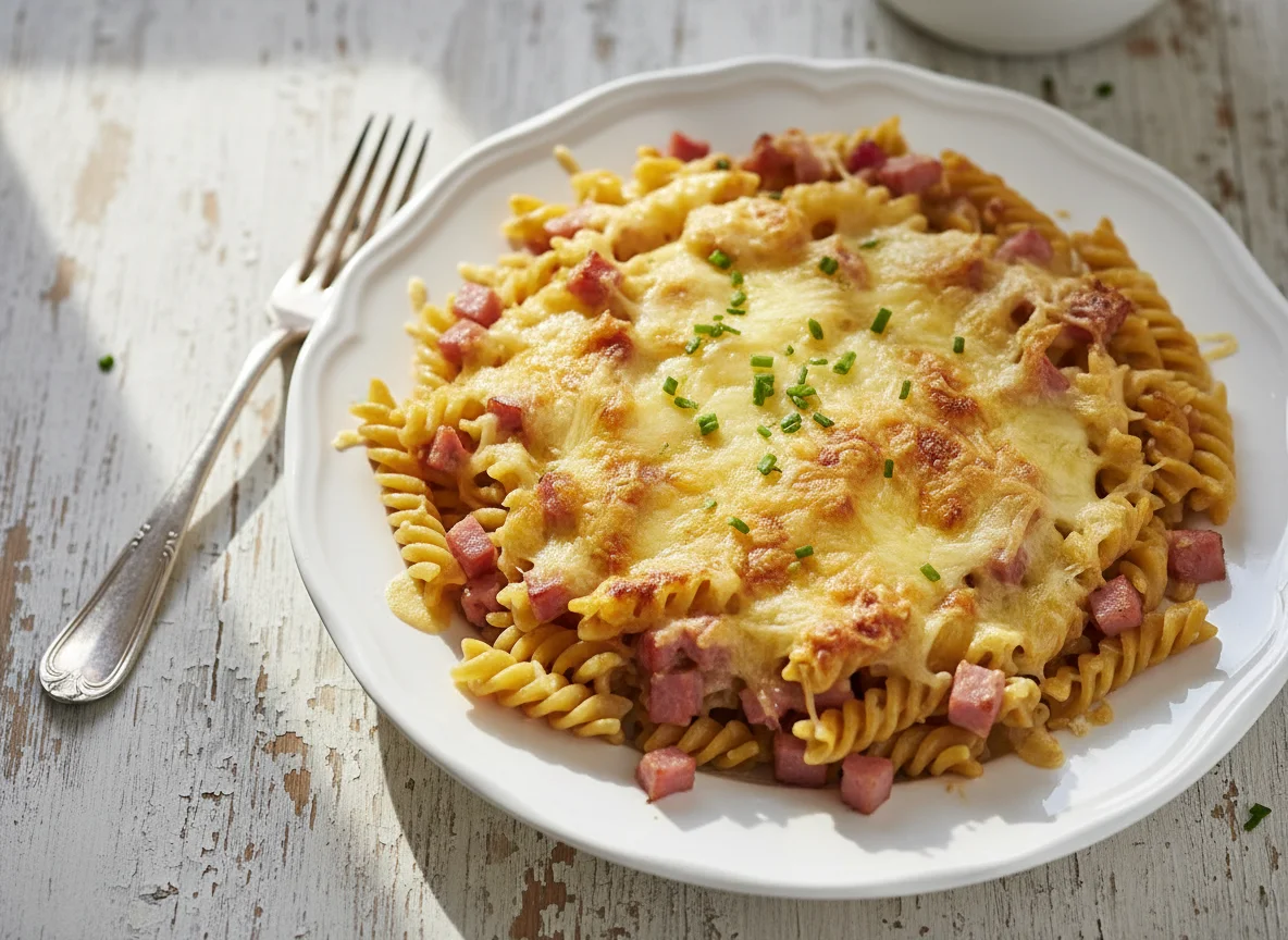 Nudeln mit Schinken-Käse-Soße photo