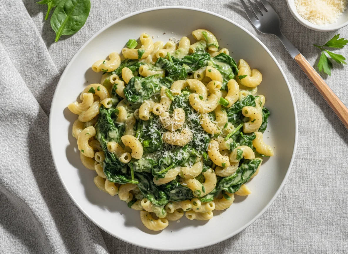 Nudeln mit Spinat-Sahne-Sauce photo