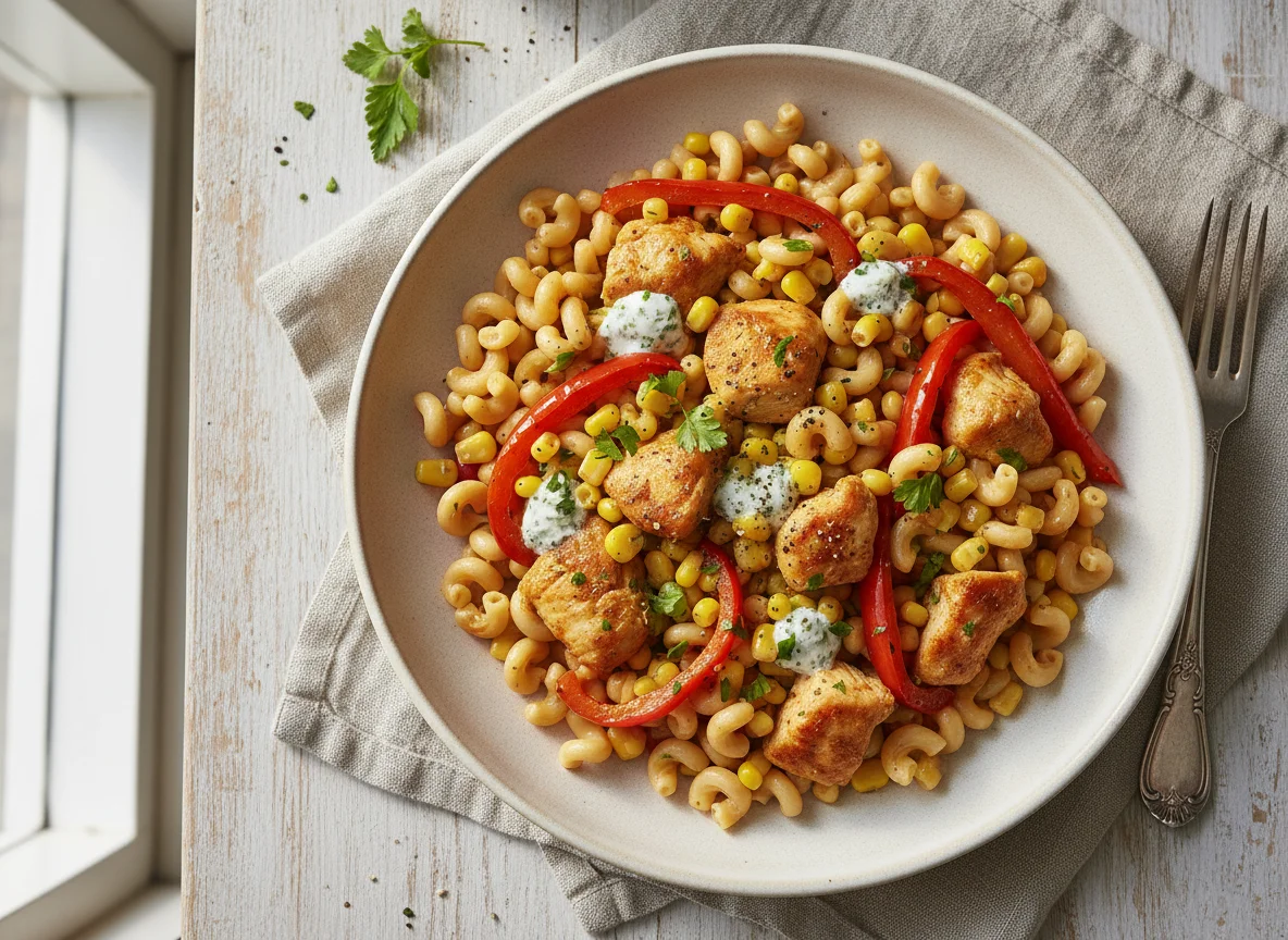 Nudelpfanne mit Hähnchen und Gemüse photo